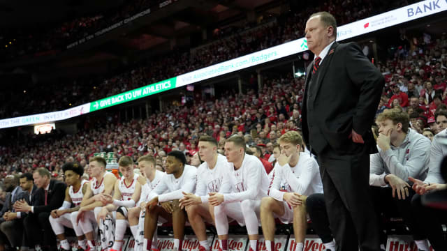 Wisconsin head coach Greg Gard is shown during the second half of their game Thursday, March 2, 2023 at the Kohl Center in Madison, Wis. Purdue beat Wisconsin 63-61. Uwmen02 24
